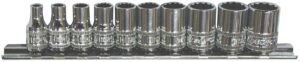 DOPPEN OP RAIL 1/4” 12-KANT 10 DELIG MET DOPPEN OP RAIL 1/4” 12-KANT 10 DELIG MET