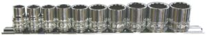 DOPPEN OP RAIL 3/8” 12-KANT 10 DELIG MET